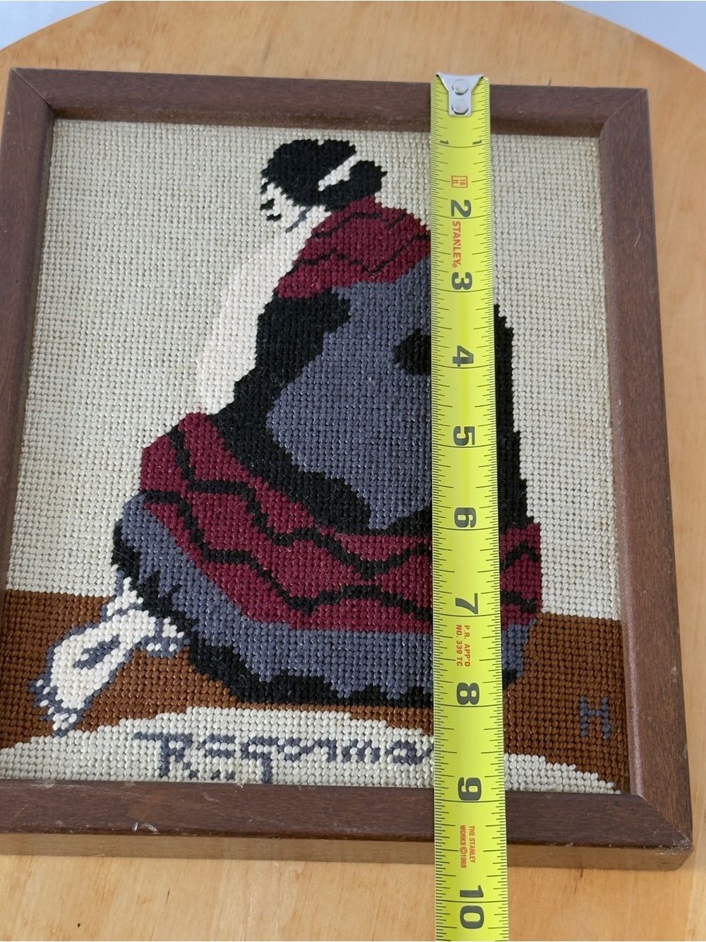 1980 RC Gorman Native American Navajo Woman in a Blanket Needlepoint Art - Picture 6 of 9